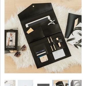 Black leather tech organizer